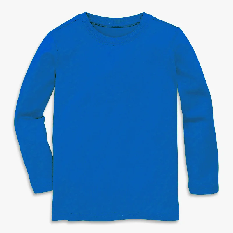 Merry & Bright Santa Stitch Solid Blue - Adult Unisex Bamboo Long Sleeve Lounge Shirt