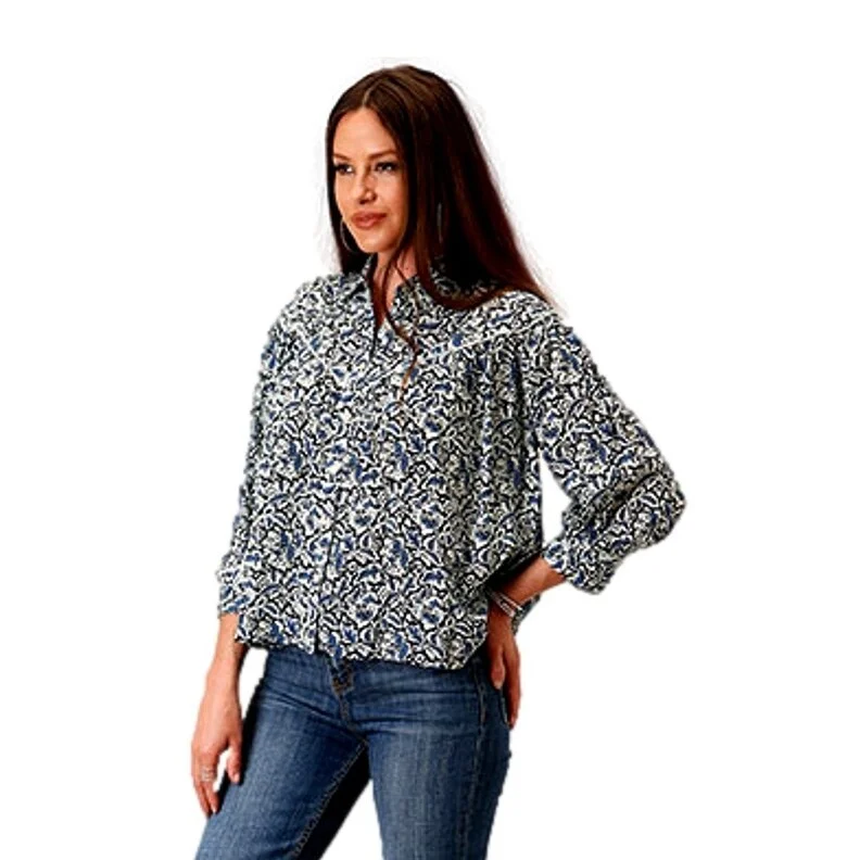 Stetson Western Shirt Women 3/4 Sleeve Indigo 11-050-0590-2011 BU