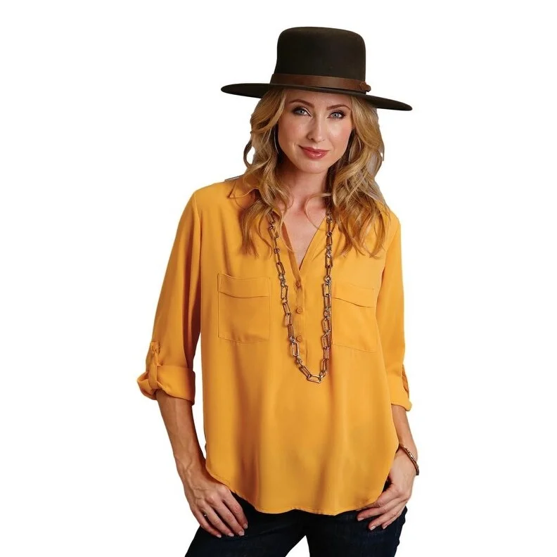 Stetson Western Shirt Womens 3/4 Sleeve Yellow 11-050-0592-7043 YE