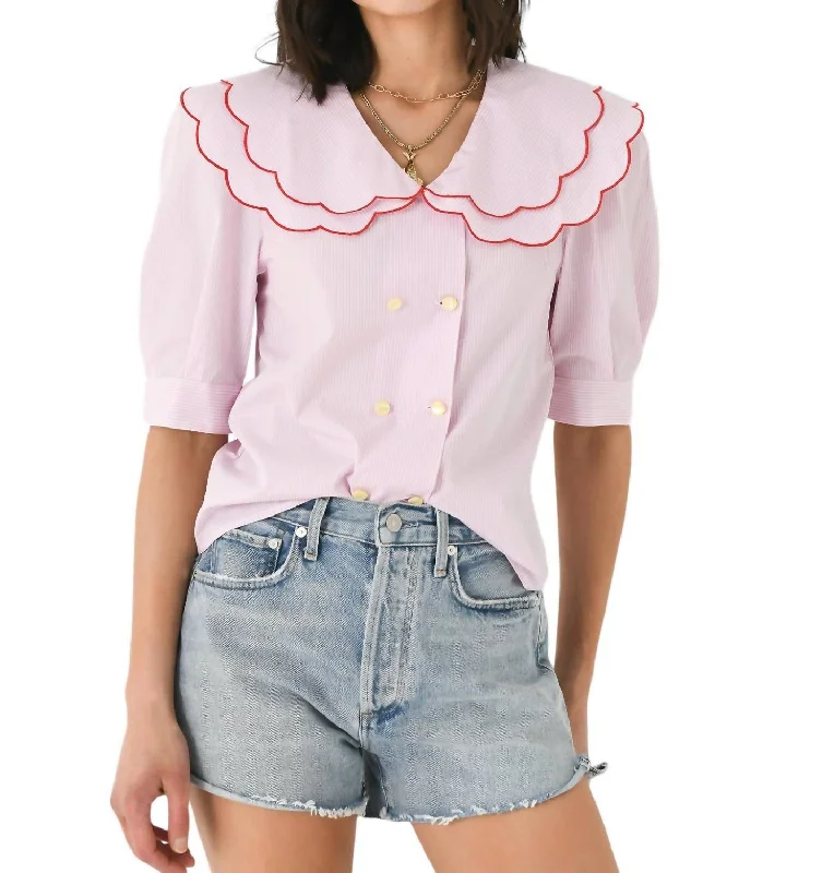 Tea Time Shirt In Light Pink Stripe