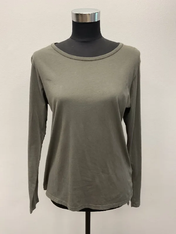 Women Long Sleeves Cotton Shirt In Green