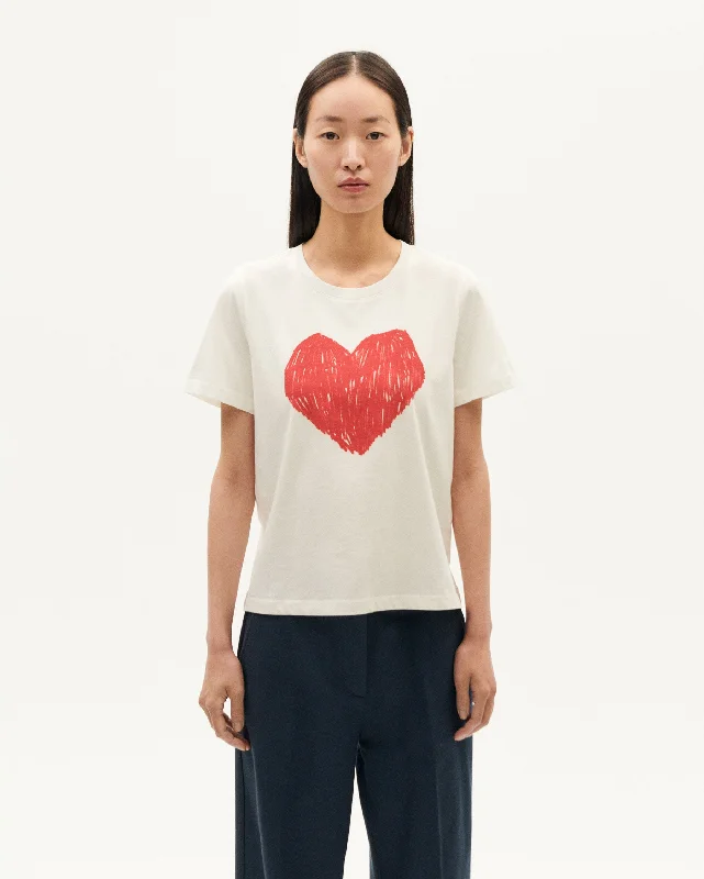 Heart Ida T-Shirt in White by Thinking Mu