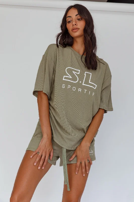 On Track SL Logo T-Shirt Khaki