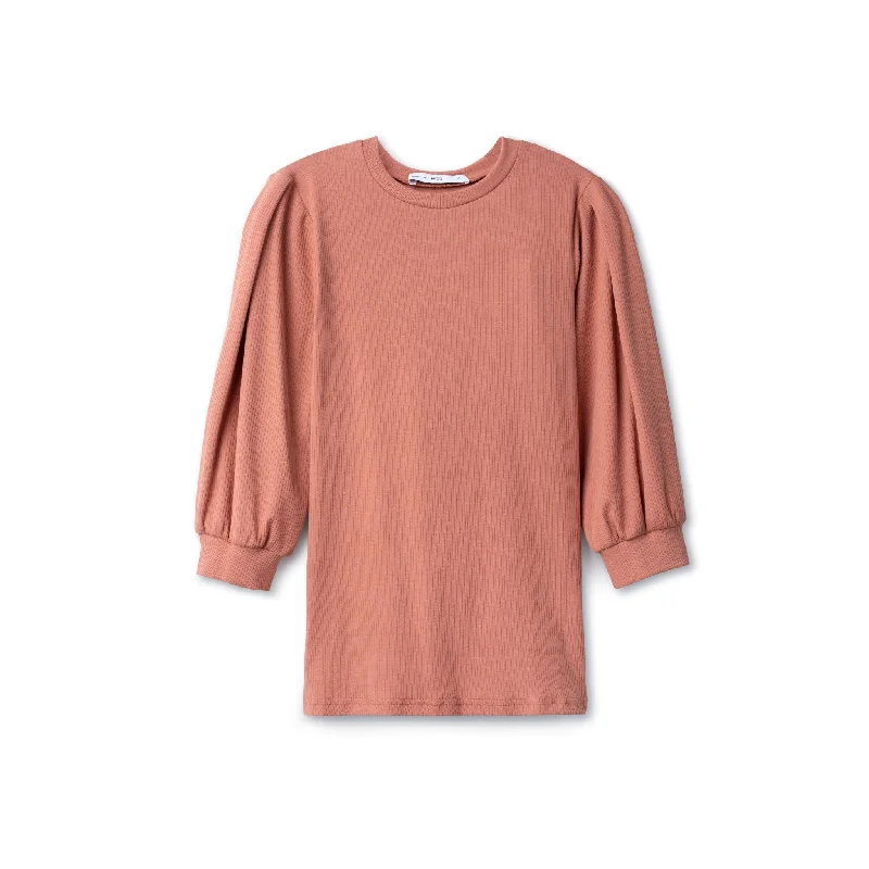 Puff Sleeve T-Shirt - Terracotta