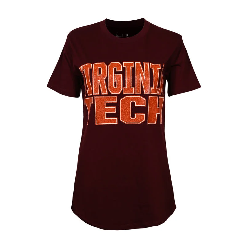 Virginia Tech Women's Glitter T-shirt: Maroon