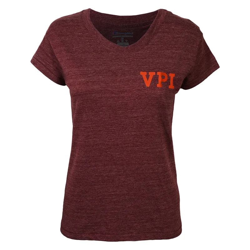 Virginia Tech Women's Triumph Vault VPI V-Neck T-Shirt: Maroon by Champion