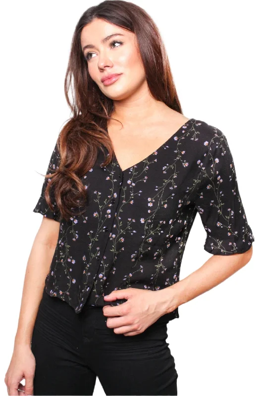 Women's Long Sleeve Floral Print Button Down Top