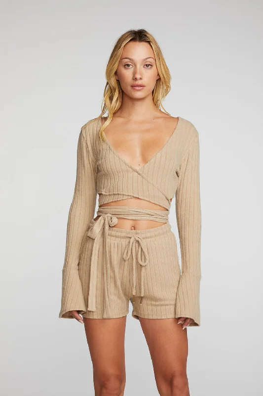 Poor Boy Rib Long Sleeve Wrap Top