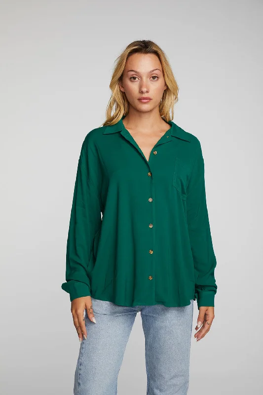 Rayon Woven Long Sleeve Button Down