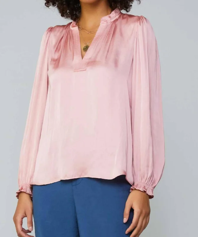 Vienna Long Sleeve Blouse In Dusty Blush