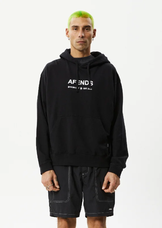 AFENDS Mens Established - Logo Hoodie - Stone Black