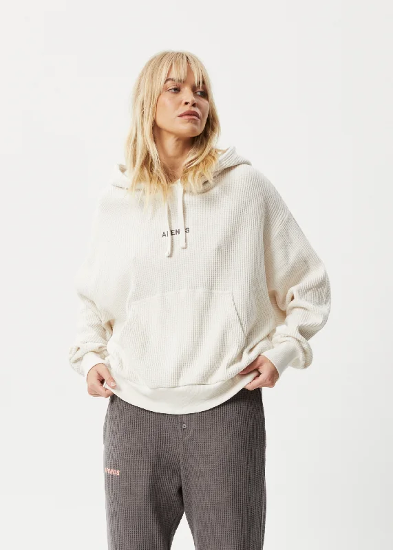 AFENDS Womens Ari - Waffle Hoodie - Off White