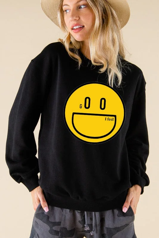 Black I Feel Good Smile Graphic Sweatshirts