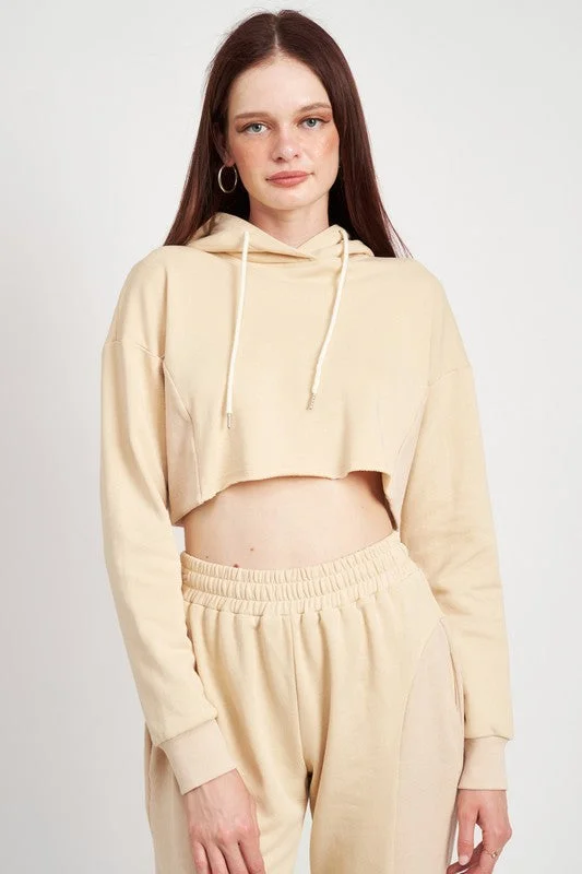 Cropped Hoodie with Drawstrings