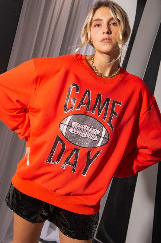 Red Glitter Game Day Graphic Sweatshirts