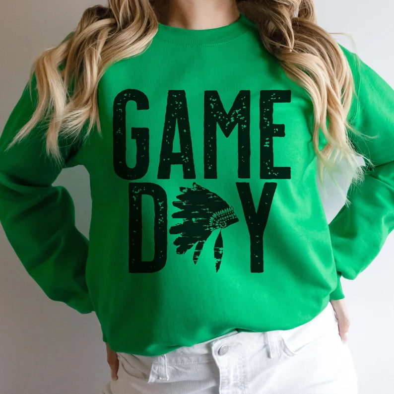 Green Game Day Graphic Sweatshirts