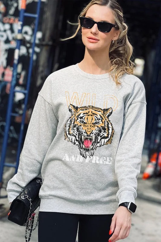 Grey Wild And Free Graphic Sweatshirts