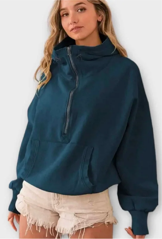 Half Zip Lightweight Hoodie Sweatshirt