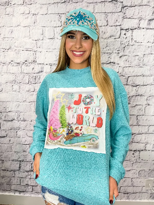 Joy To The World Terry AB Crystal Detail Sweatshirt - scuba