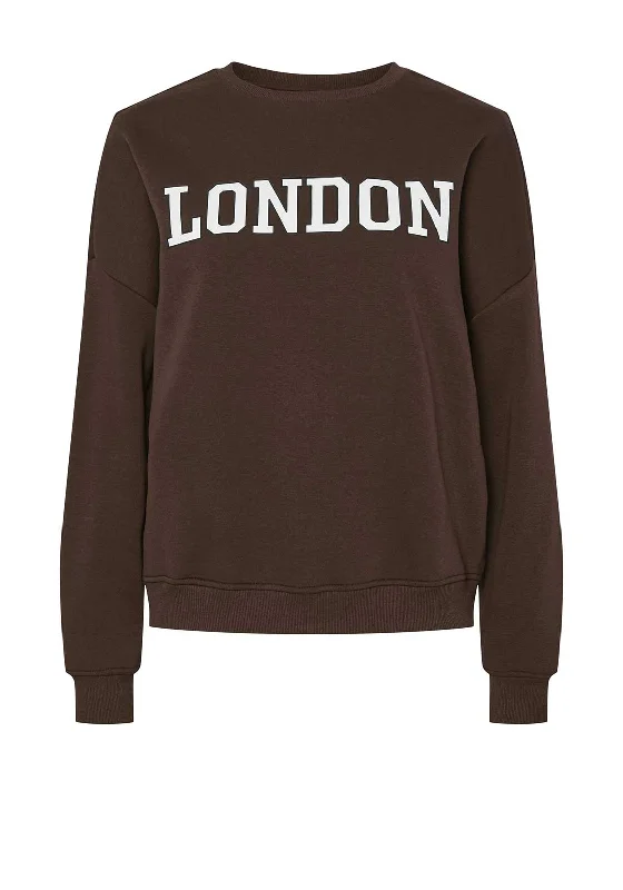 Pieces London Crew Neck Sweatshirt, Brown