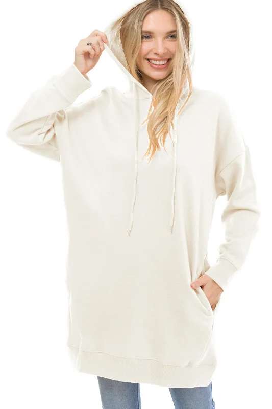 White Plus Hoodie Sweatshirt Pullover Tunic Top