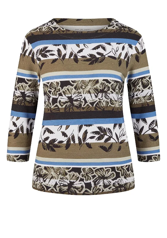 Rabe Multi Print Ribbed Sweatshirt, Khaki