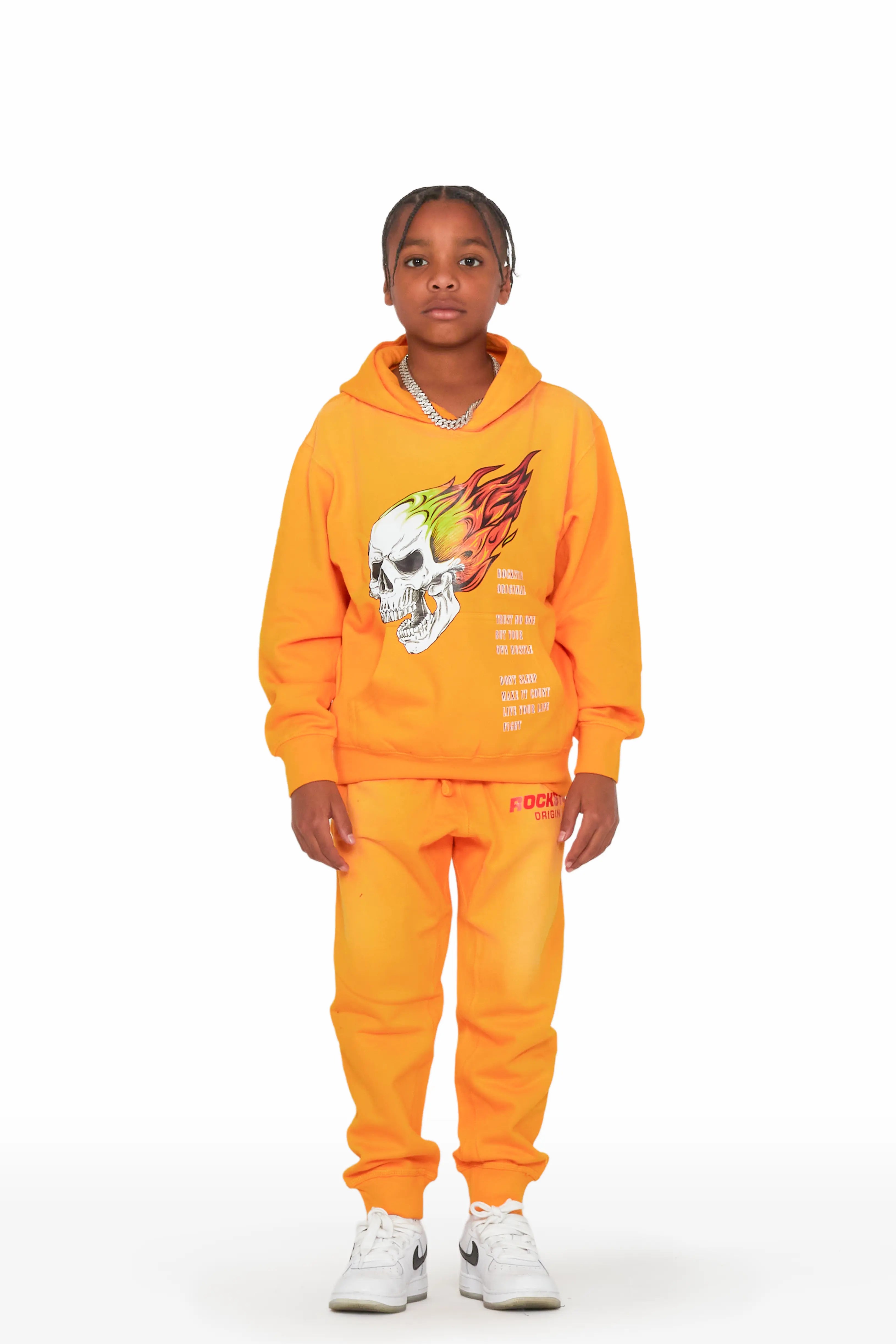 Boys Trap Yellow Hoodie Track Pant Set