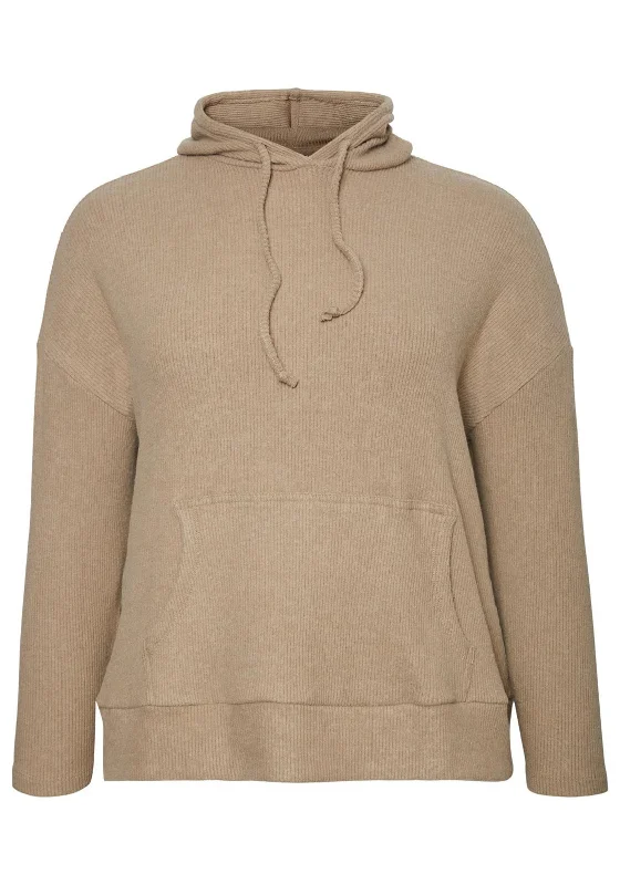 Vero Moda Curve Puffy Cord Loose Hoodie, Beige